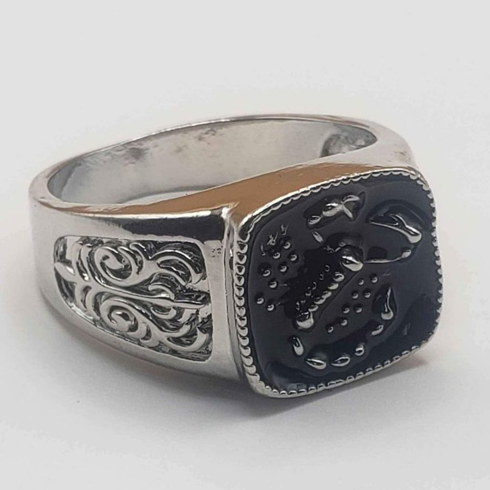 Sterling Silver Retro Black Onyx Scorpion Gothic Ring